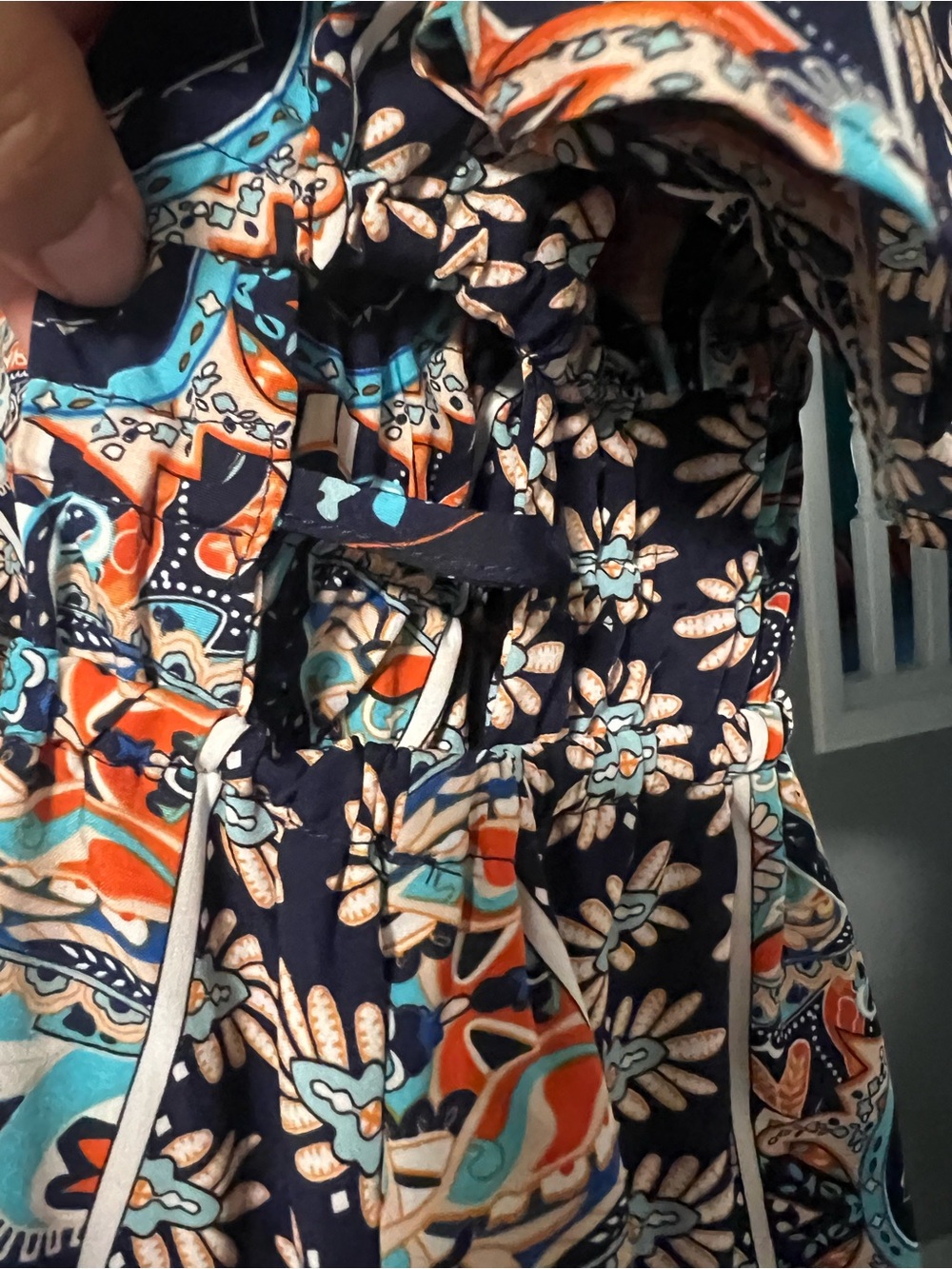 SHEIN Black Midi Dress with Orange & Teal Floral Print - Picture 8 of 8